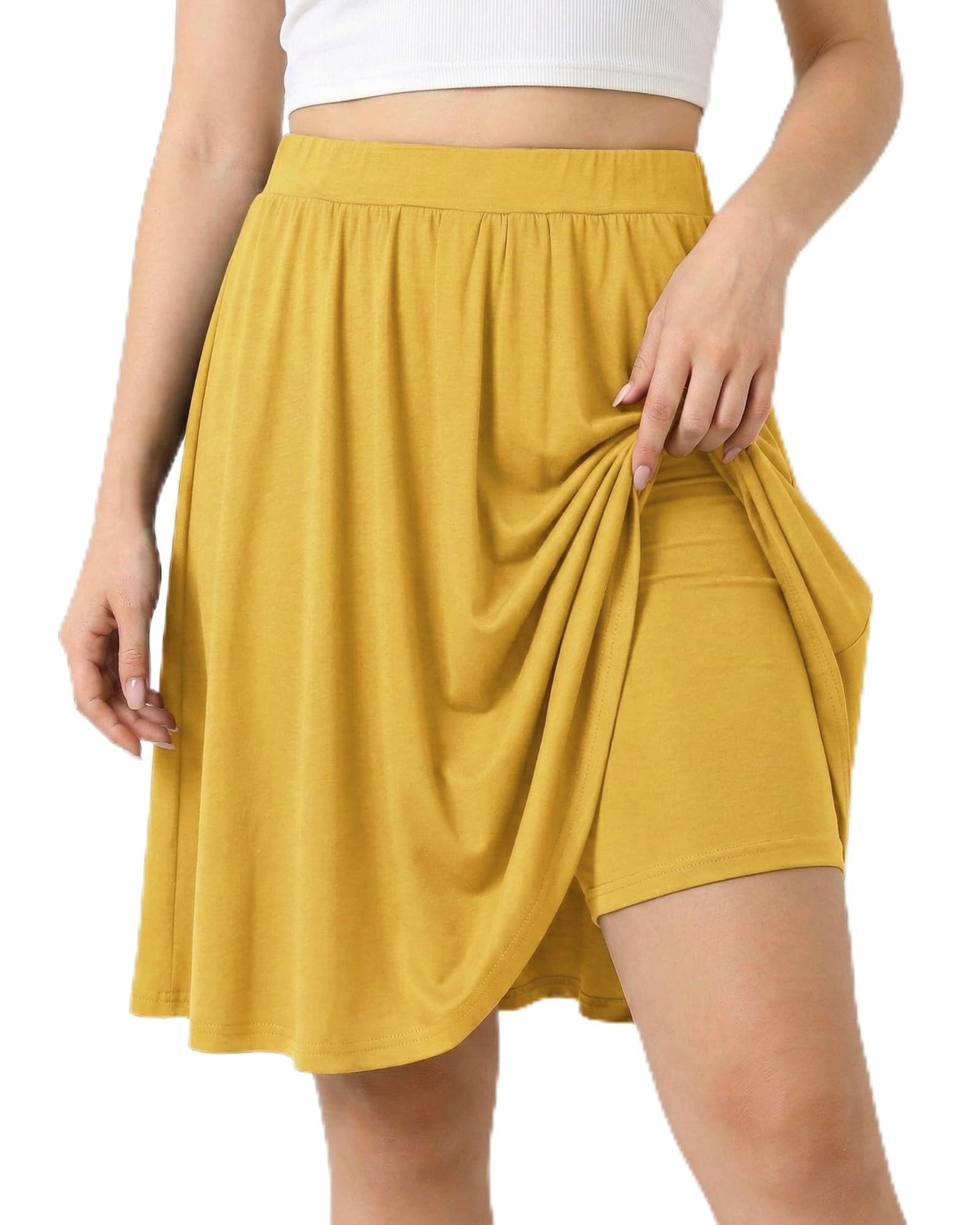 Coaturi Girls Knee Length Skirt : Aline Pleated Skirt Built-in Shorts or Leggings Basic Skorts Size 6-14Y