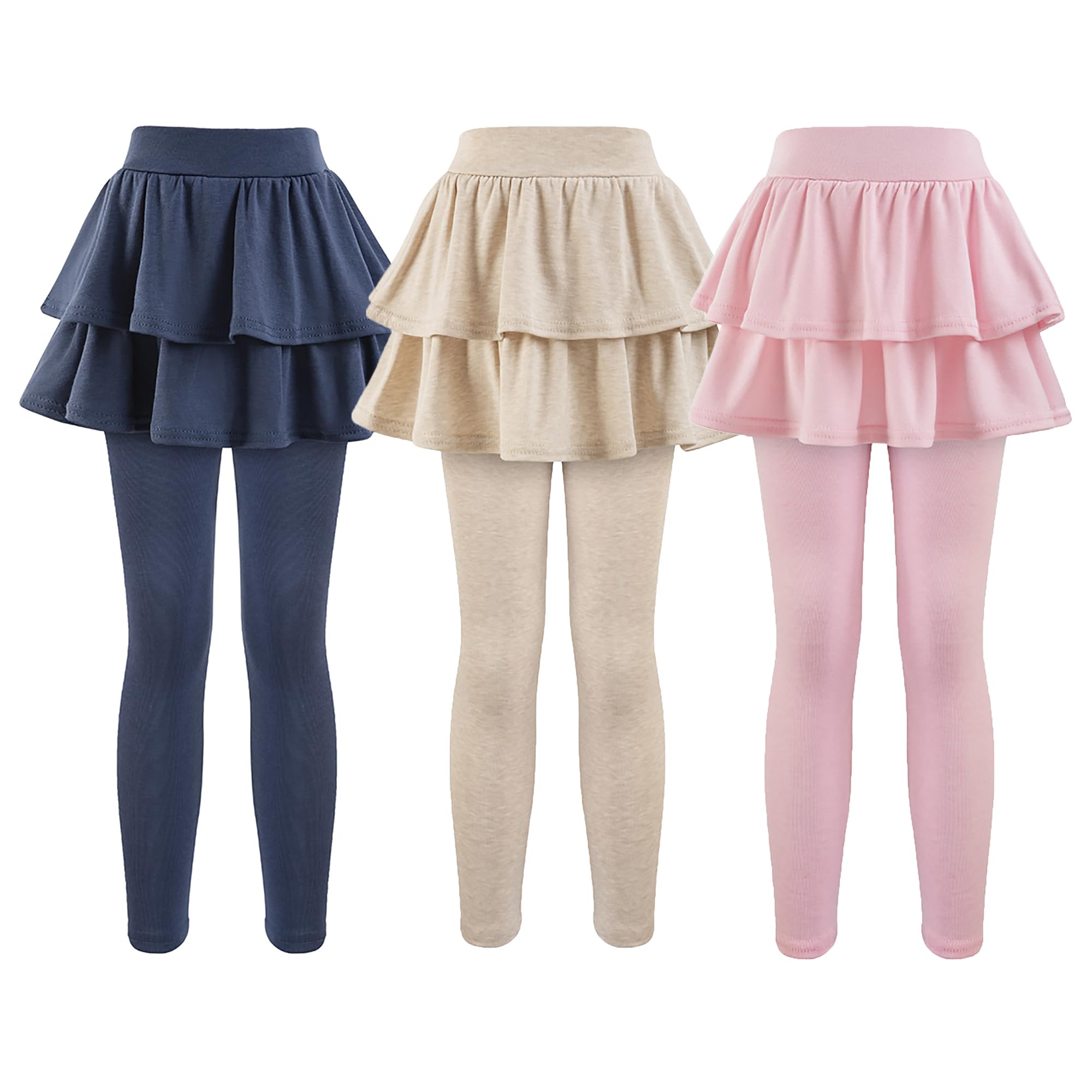 GUOGUOWU Girls School Uniform Pants Leggings with Skirts Stretch Warm Jegging 4-12 Years