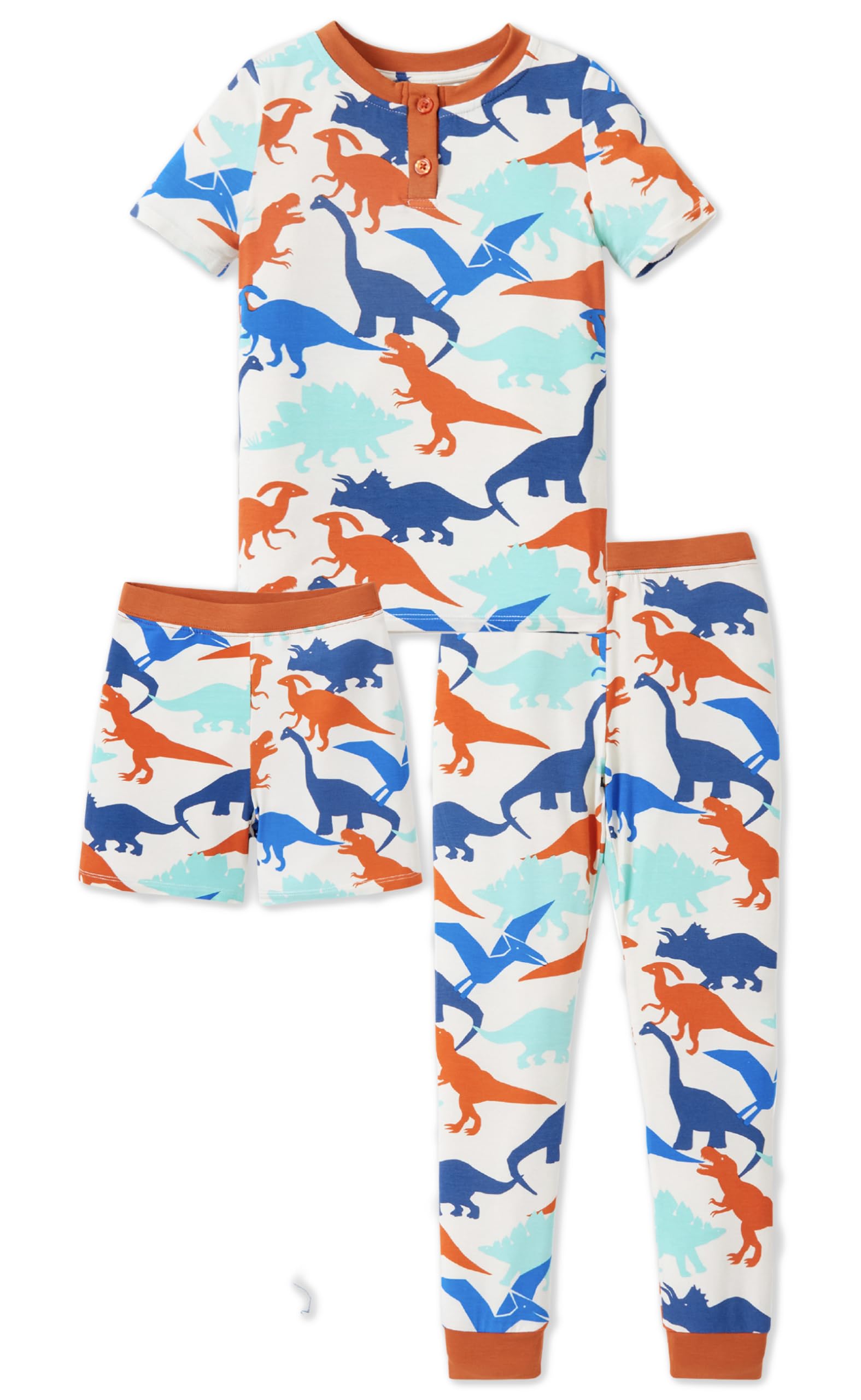 PATPAT Bamboo Viscose Pajamas Sets for Boys Girls Kids Toddler, 3 Pack Shorts & Pants Sleepers, Ultra-soft Snug Fit Pjs 2-12Y