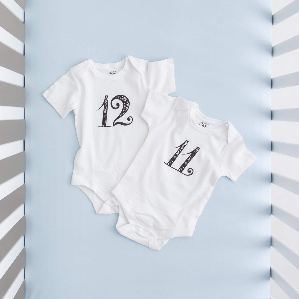 JumpOff Jo - Seize The Moment Baby Milestone Onesies, 1 Through 12 Bodysuit Set With Numbers, Newborn Essentials
