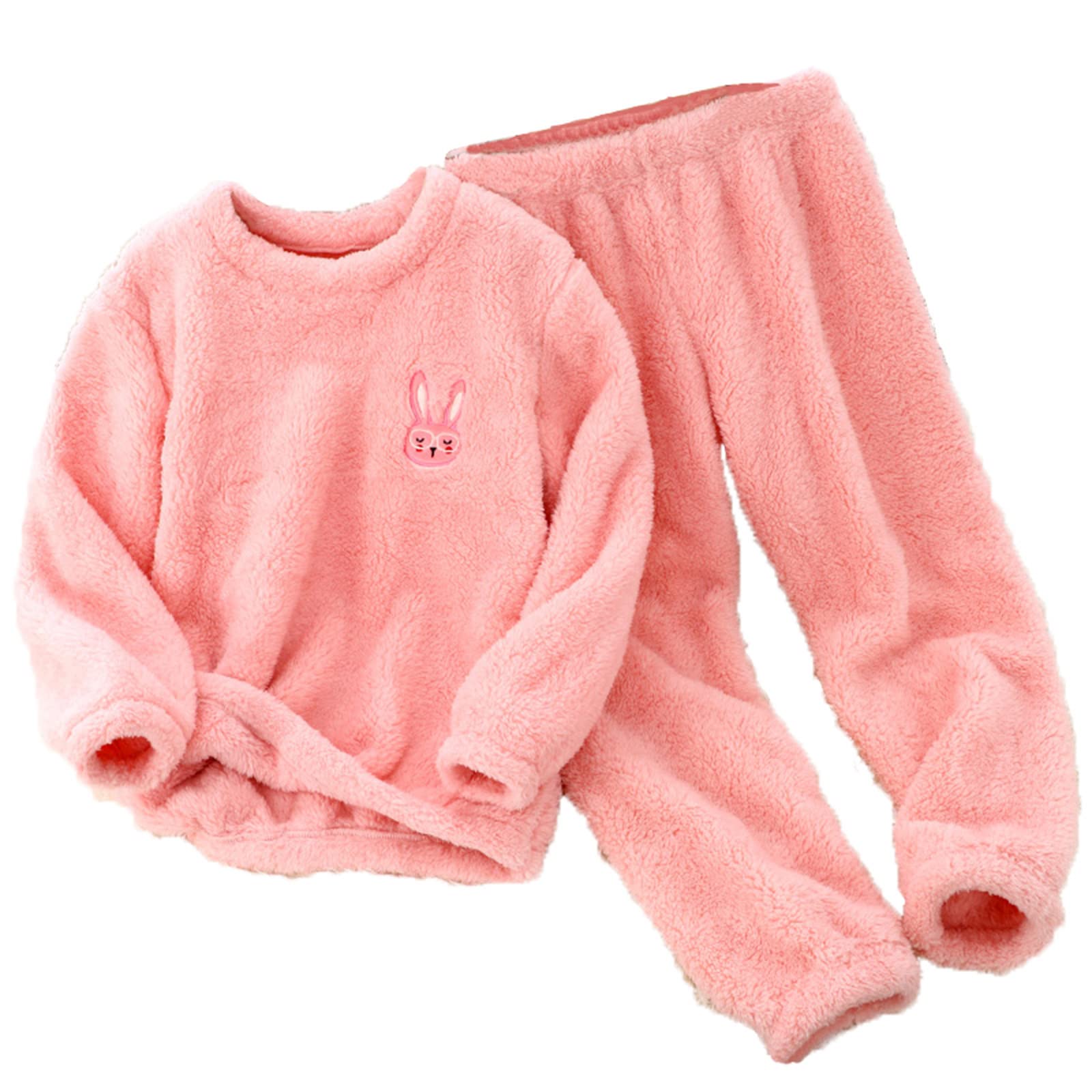 Kids Toddler Pajamas Boys Girls Fleece Pajama Set Winter Warm Sleepwear Pjs Set Plush Tops+Pants Outfits Loungewear