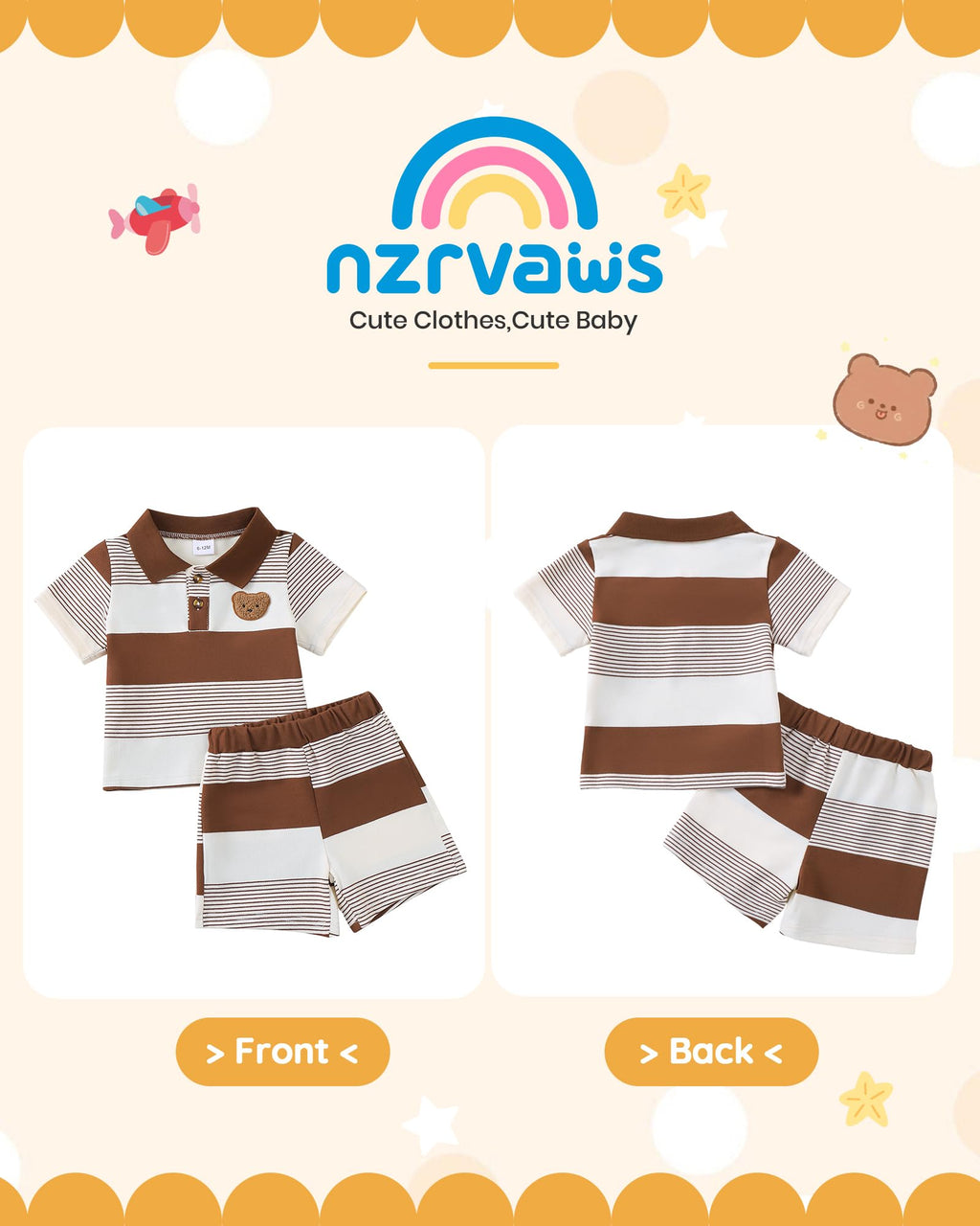 NZRVAWS Toddler Baby Boy Clothes 3 6 9 12 18 Months 2 3T Summer Spring Polo Shirt Shorts Sleeves Set Button Outfits 2 PCS