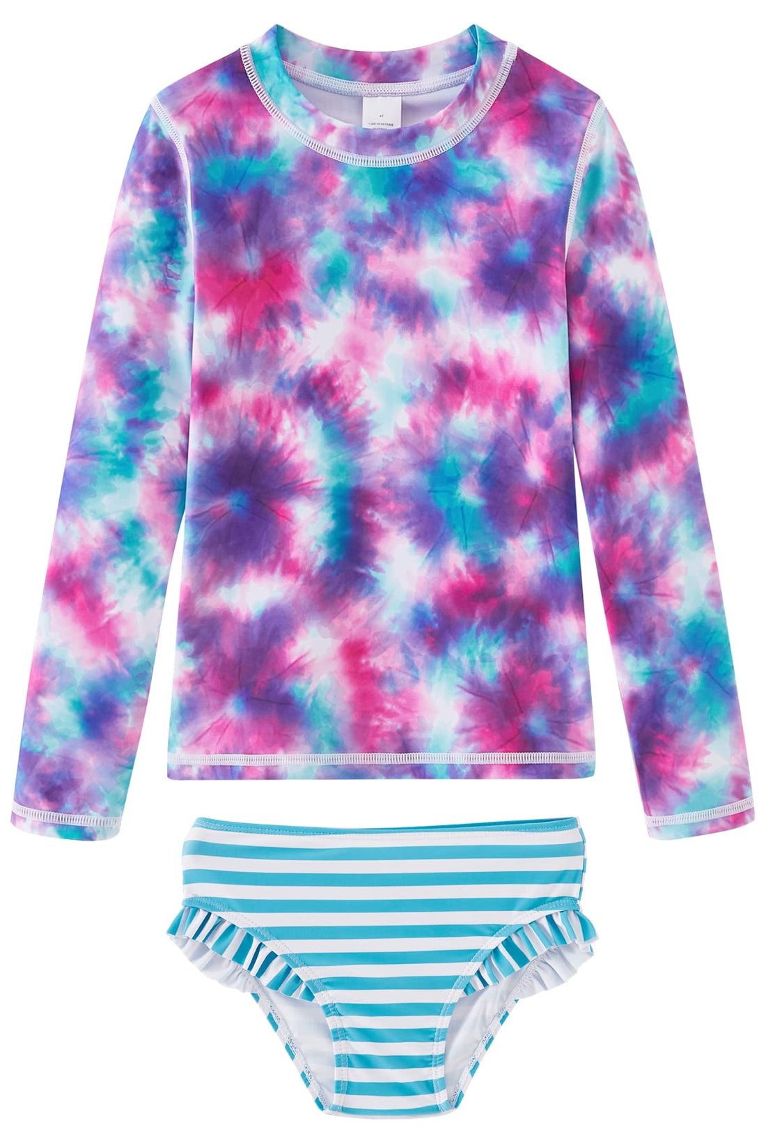 Toddler Girls Rash Guard Set with Bikini Bottoms