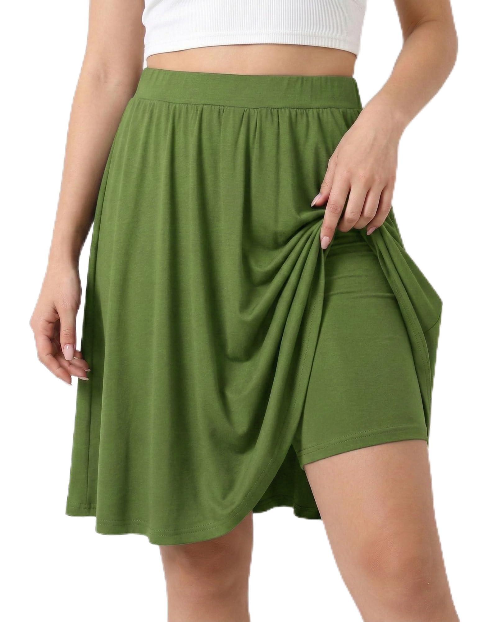 Coaturi Girls Knee Length Skirt : Aline Pleated Skirt Built-in Shorts or Leggings Basic Skorts Size 6-14Y