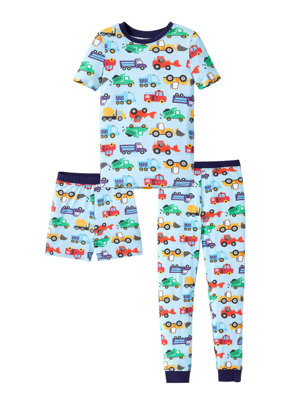 PATPAT Bamboo Viscose Pajamas Sets for Boys Girls Kids Toddler, 3 Pack Shorts & Pants Sleepers, Ultra-soft Snug Fit Pjs 2-12Y