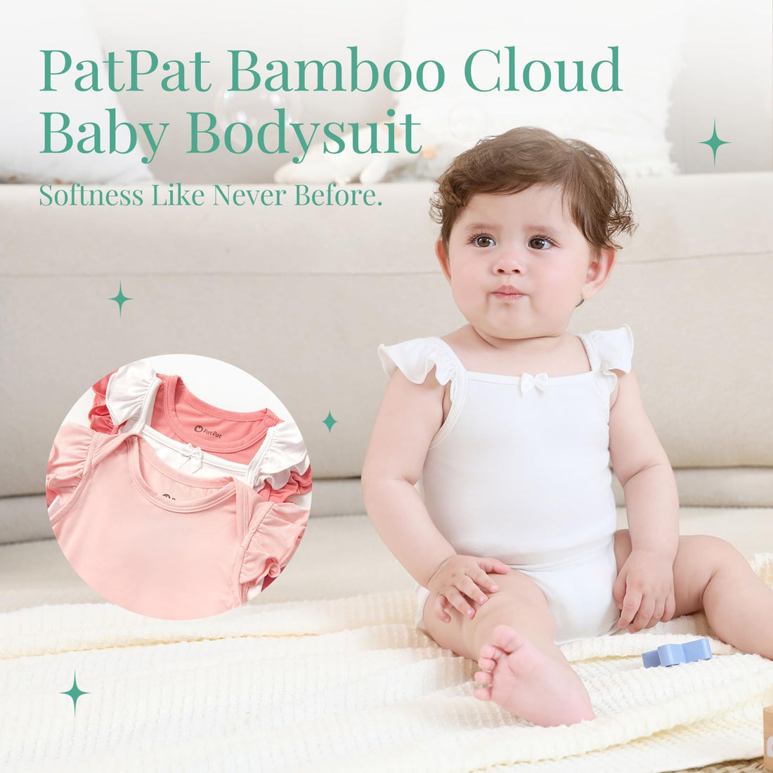 Baby Girls 3-Pack Bamboo Viscose Summer Bodysuits