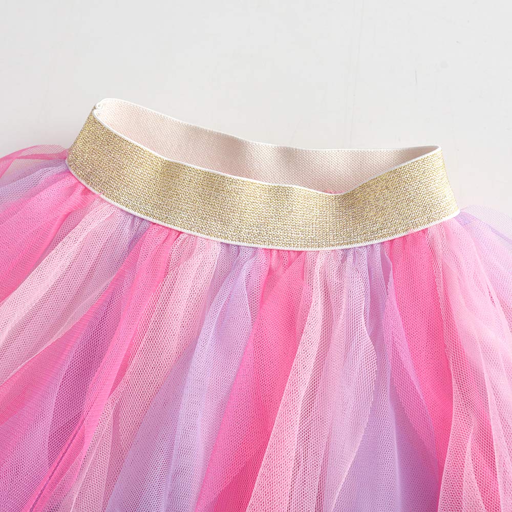 DXTON Girls Rainbow Flower Tulle Skirt Toddler Tutu Girls Clothes