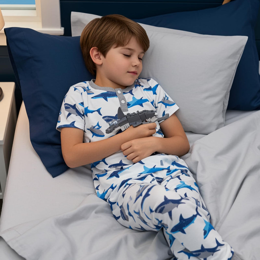PATPAT Bamboo Viscose Pajamas Sets for Boys Girls Kids Toddler, 3 Pack Shorts & Pants Sleepers, Ultra-soft Snug Fit Pjs 2-12Y