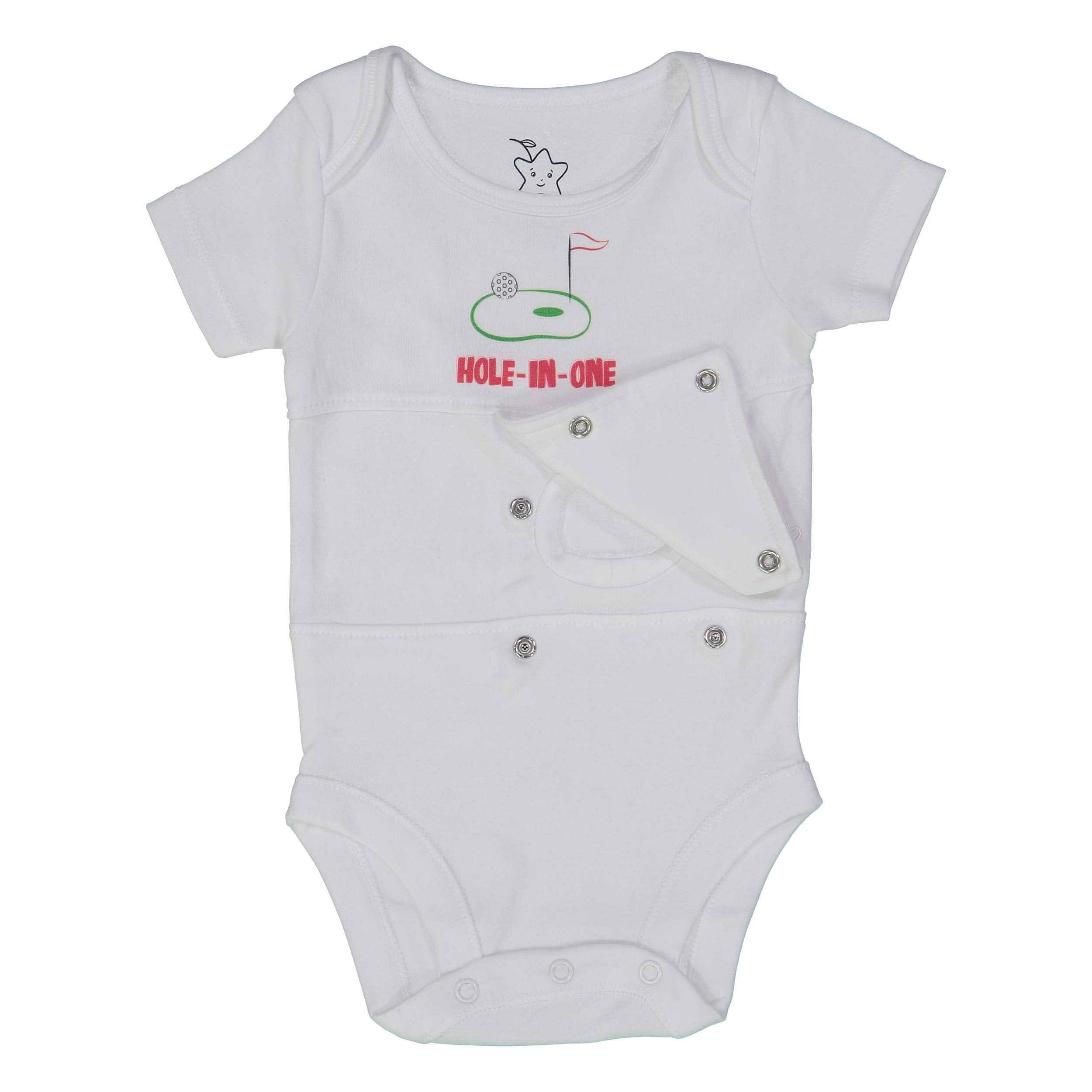 Starberrykids Unisex Adaptive Feeding G-Tube Baby Onesies, 100% Cotton, Round Neck Style, Short Sleeve- 17 Colors & 10 Sizes