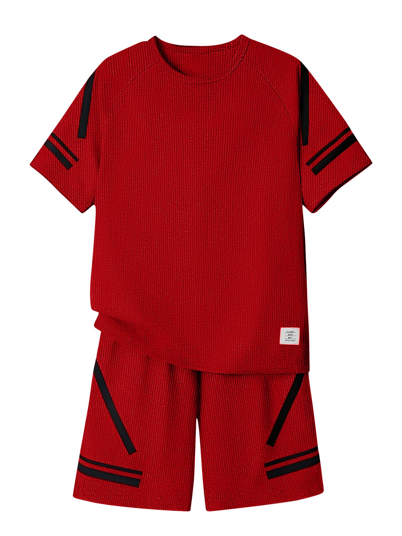 Cakaner Tween Boys Clothes Summer Simple Print T-Shirt And Shorts Set 2 Pieces Teen Trendy Outfits Size 7-14 Year