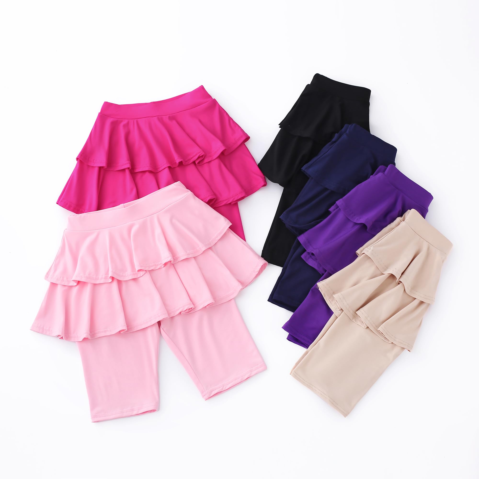 Deuerr Girls 4-12 Years Knee-Length Skirted Leggings, Summer Stretchy Athletic Pants for Toddler Kids - Breathable & Durable