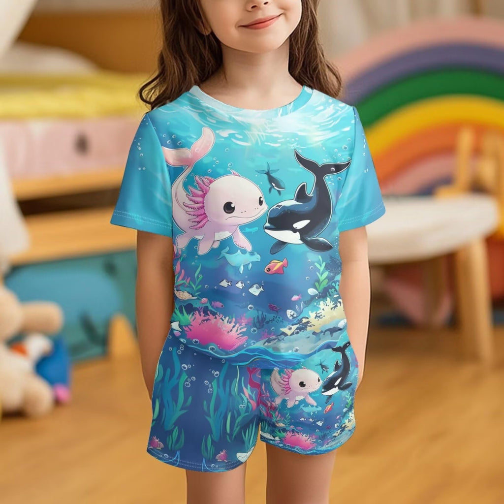 Upetstory Kids Summer Outfit for Girls Boys T-Shirt and Shorts Set Size 3-16