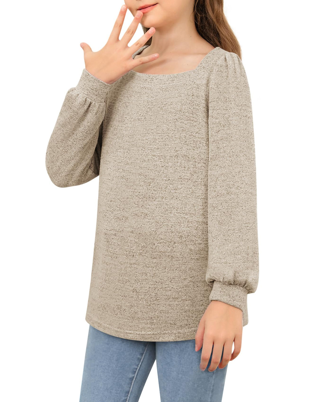 BZB Girls Long Sleeve Shirts Casual Square Neck Tunic Tops Fall Winter Clothes 5-14 Years
