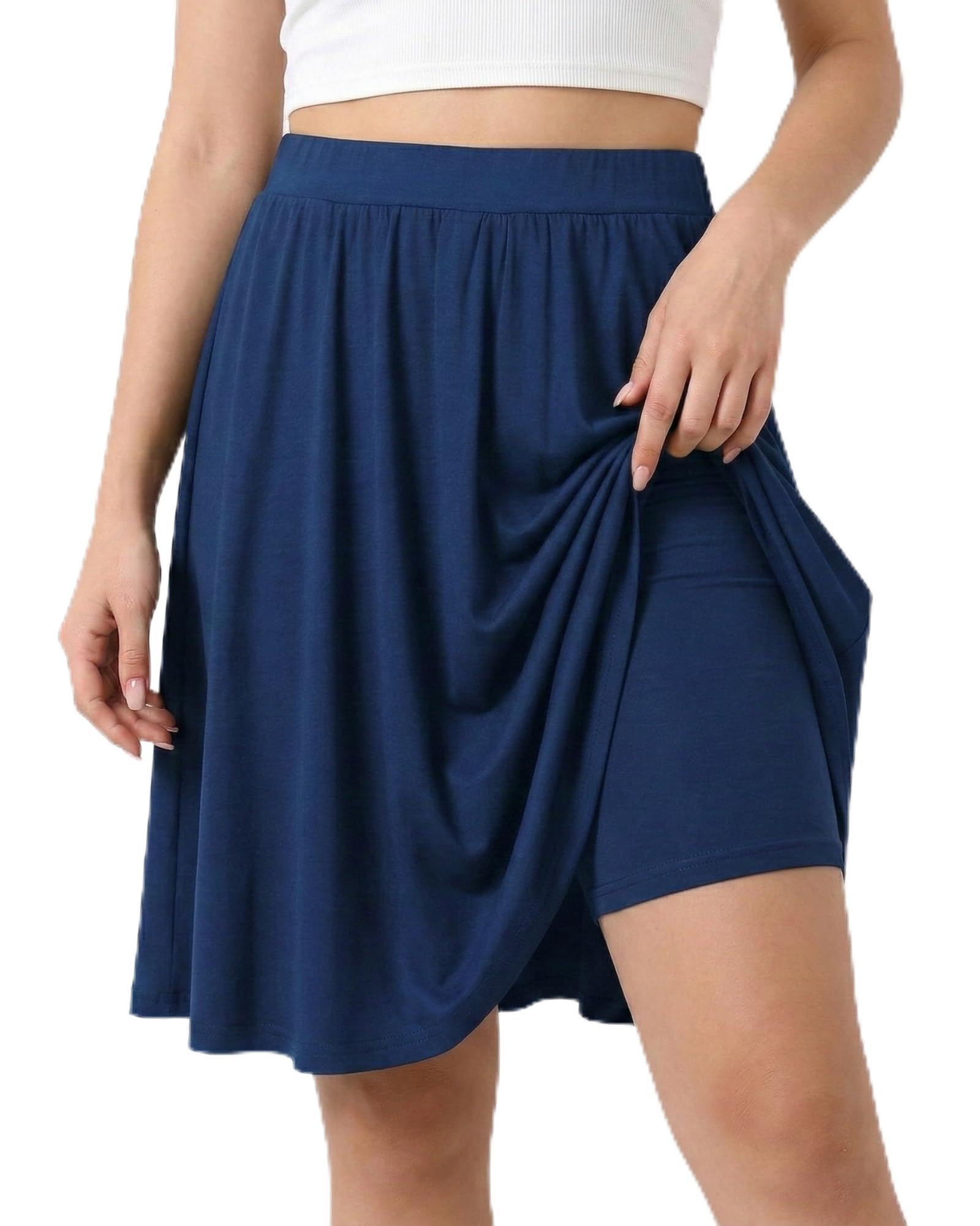 Coaturi Girls Knee Length Skirt : Aline Pleated Skirt Built-in Shorts or Leggings Basic Skorts Size 6-14Y