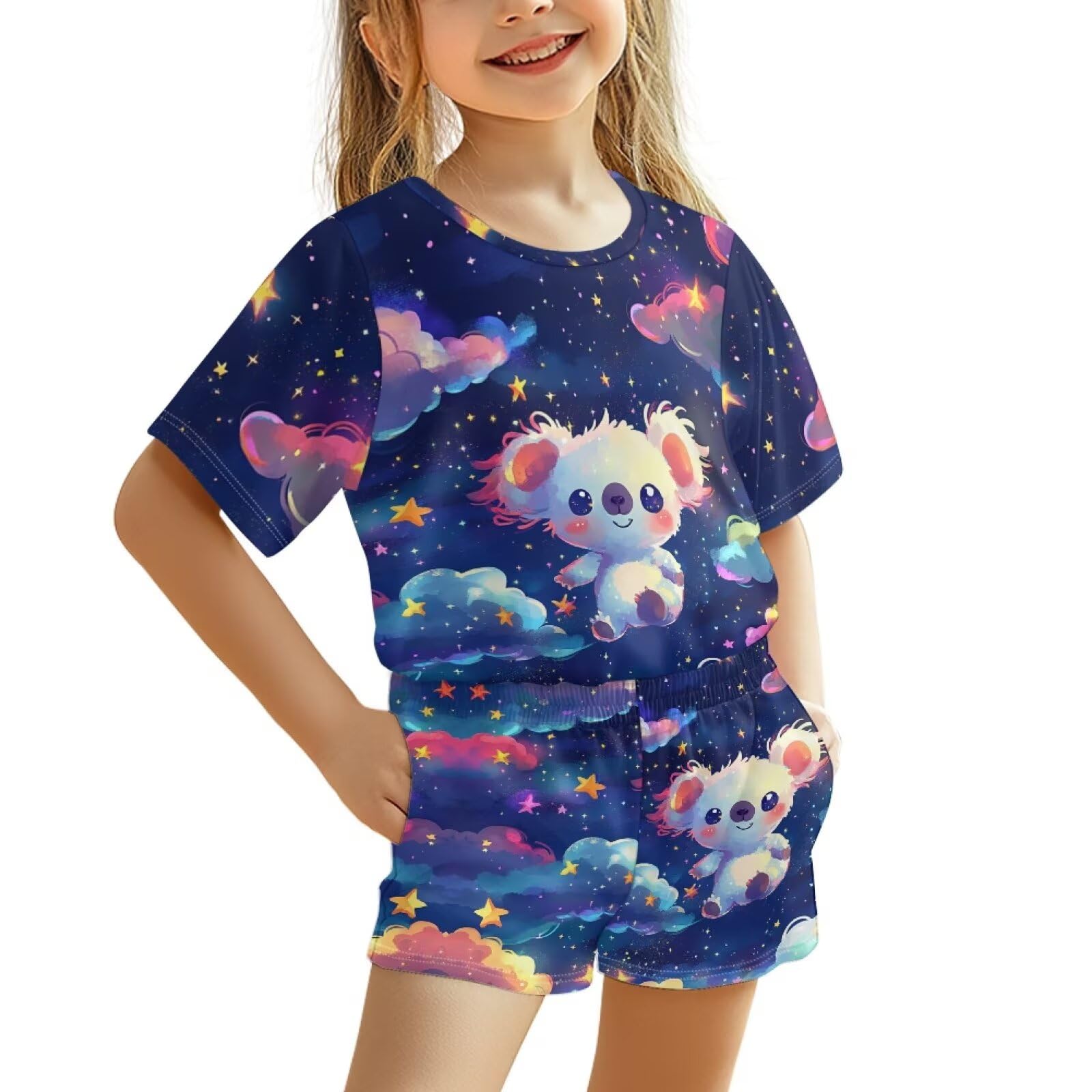 Upetstory Kids Summer Outfit for Girls Boys T-Shirt and Shorts Set Size 3-16
