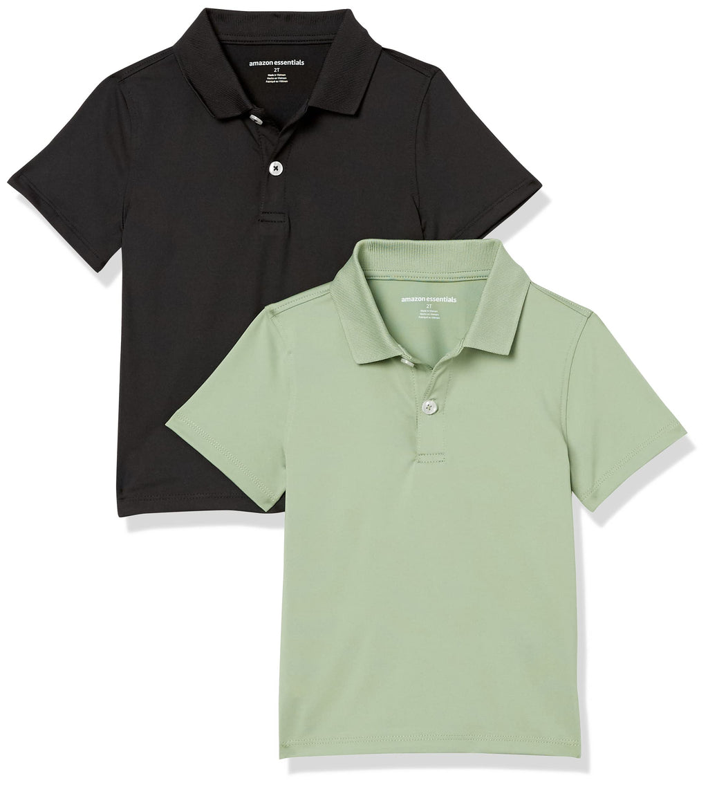 Amazon Essentials Boys and Toddlers' Short-Sleeve Active Performance Polo Shirts for School Uniform, Pack of 2