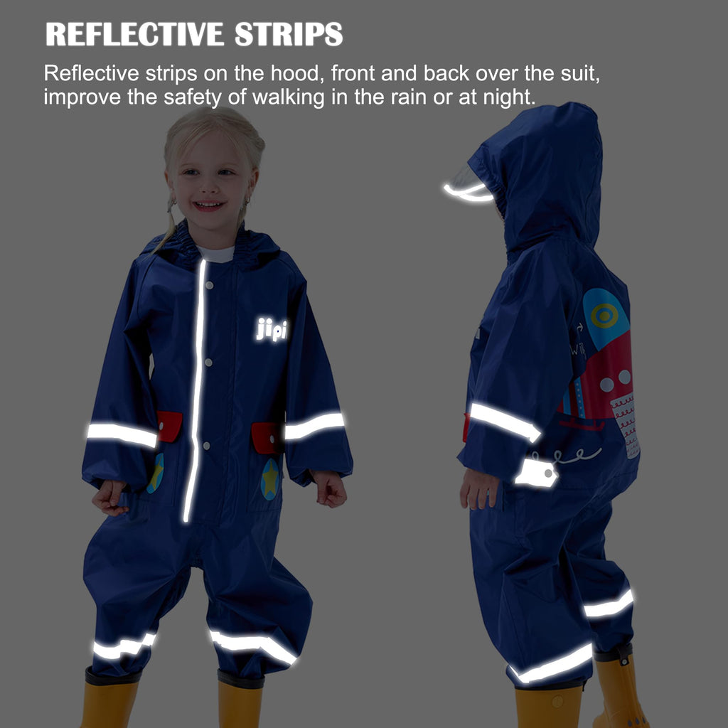 Toddler Rain Suit Boys Girls One Piece Raincoat Cartoon Waterproof Coverall Kids Rainwear S-XXL Size