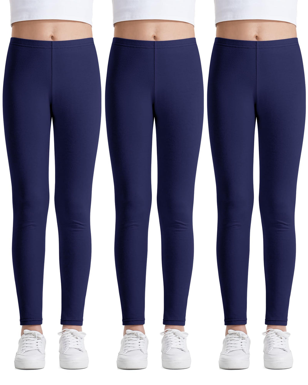 Auranso Girls Leggings Kids Basic Solid Full Length Cotton Tights Pants 2-14 Years