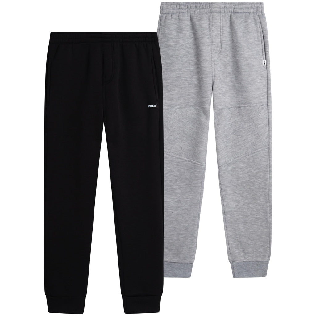 DKNY Boys Sweatpants - 2 Pack Active Performance Soft Fleece Boys Joggers Athletic Pants with Elastic Waistband and Pockets