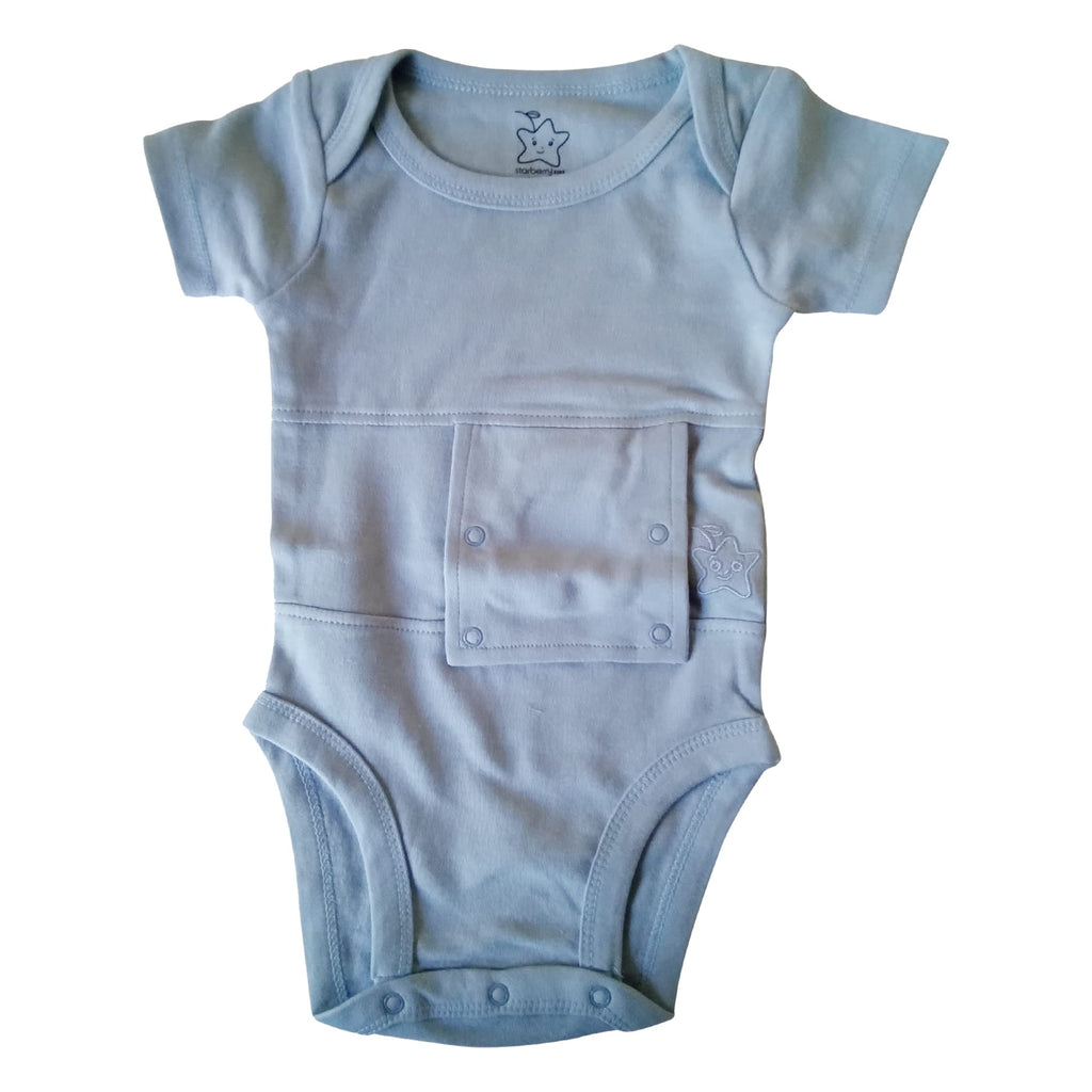 Starberrykids Unisex Adaptive Feeding G-Tube Baby Onesies, 100% Cotton, Round Neck Style, Short Sleeve- 17 Colors & 10 Sizes