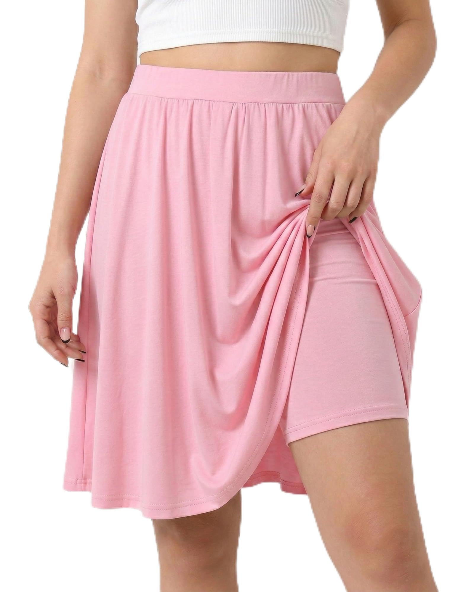 Coaturi Girls Knee Length Skirt : Aline Pleated Skirt Built-in Shorts or Leggings Basic Skorts Size 6-14Y
