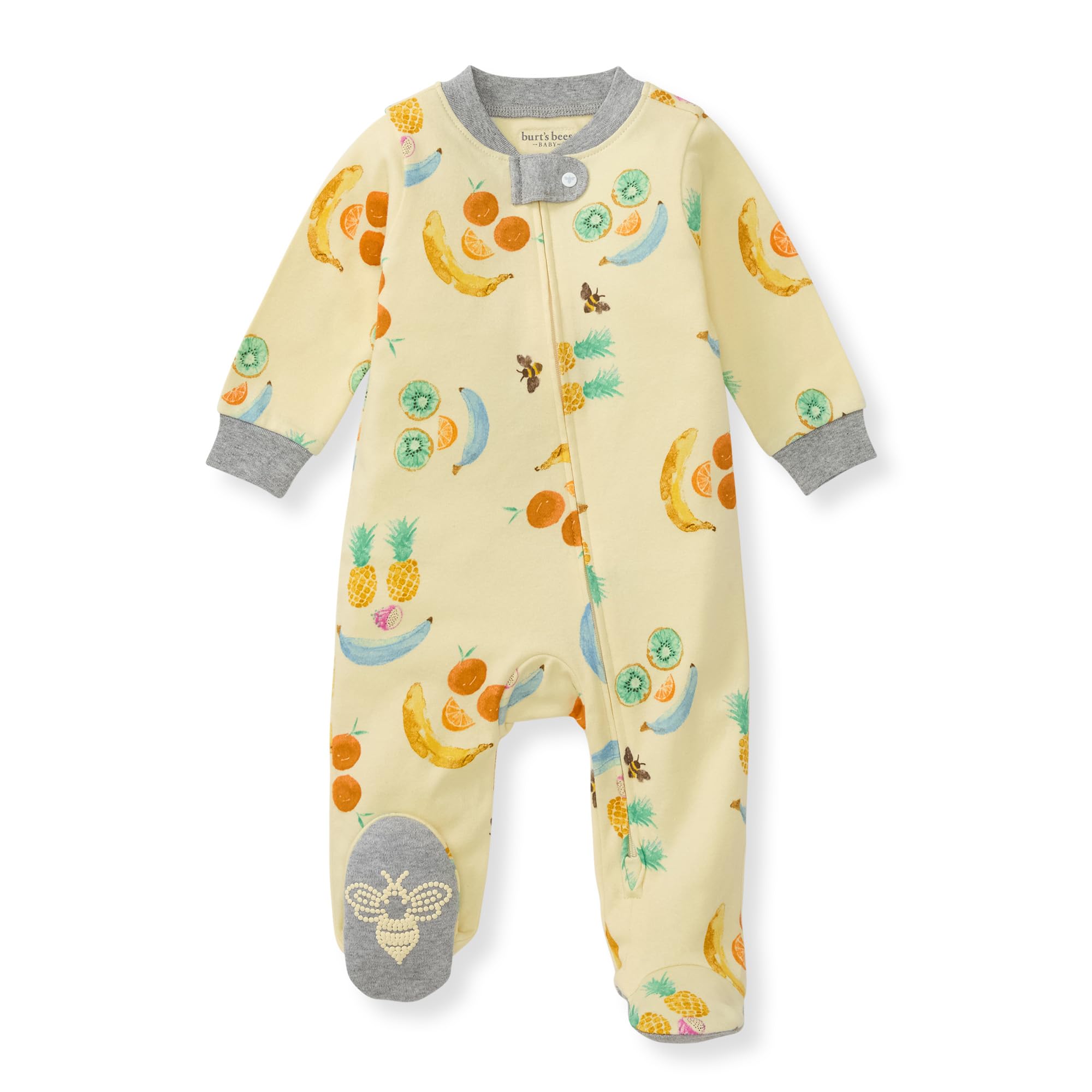 Burt's Bees Baby Boys Sleep and Play Pajamas, 100% Organic Cotton, One-piece PJs, Diagonal Zip Up Loose Fit Footie