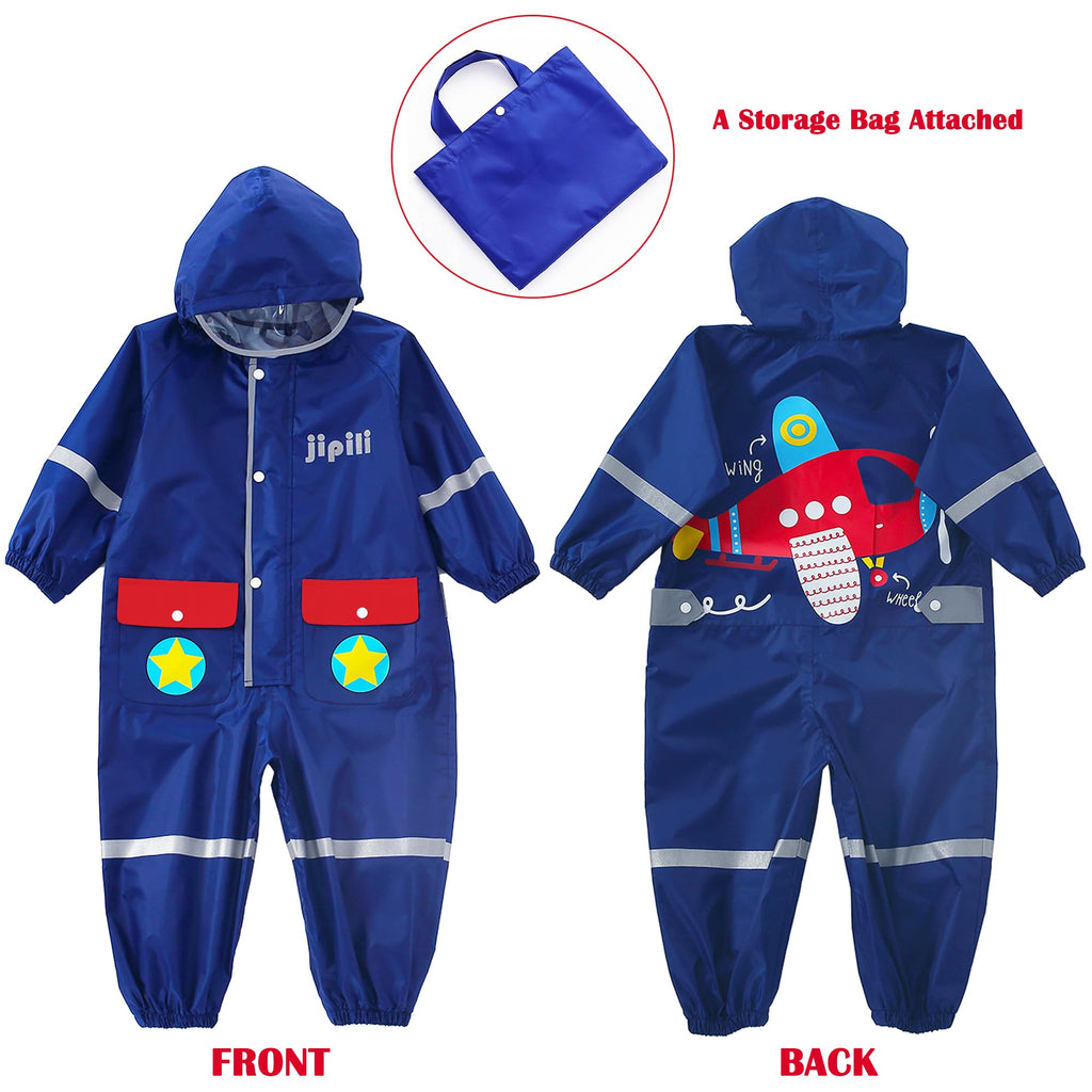 Toddler Rain Suit Boys Girls One Piece Raincoat Cartoon Waterproof Coverall Kids Rainwear S-XXL Size