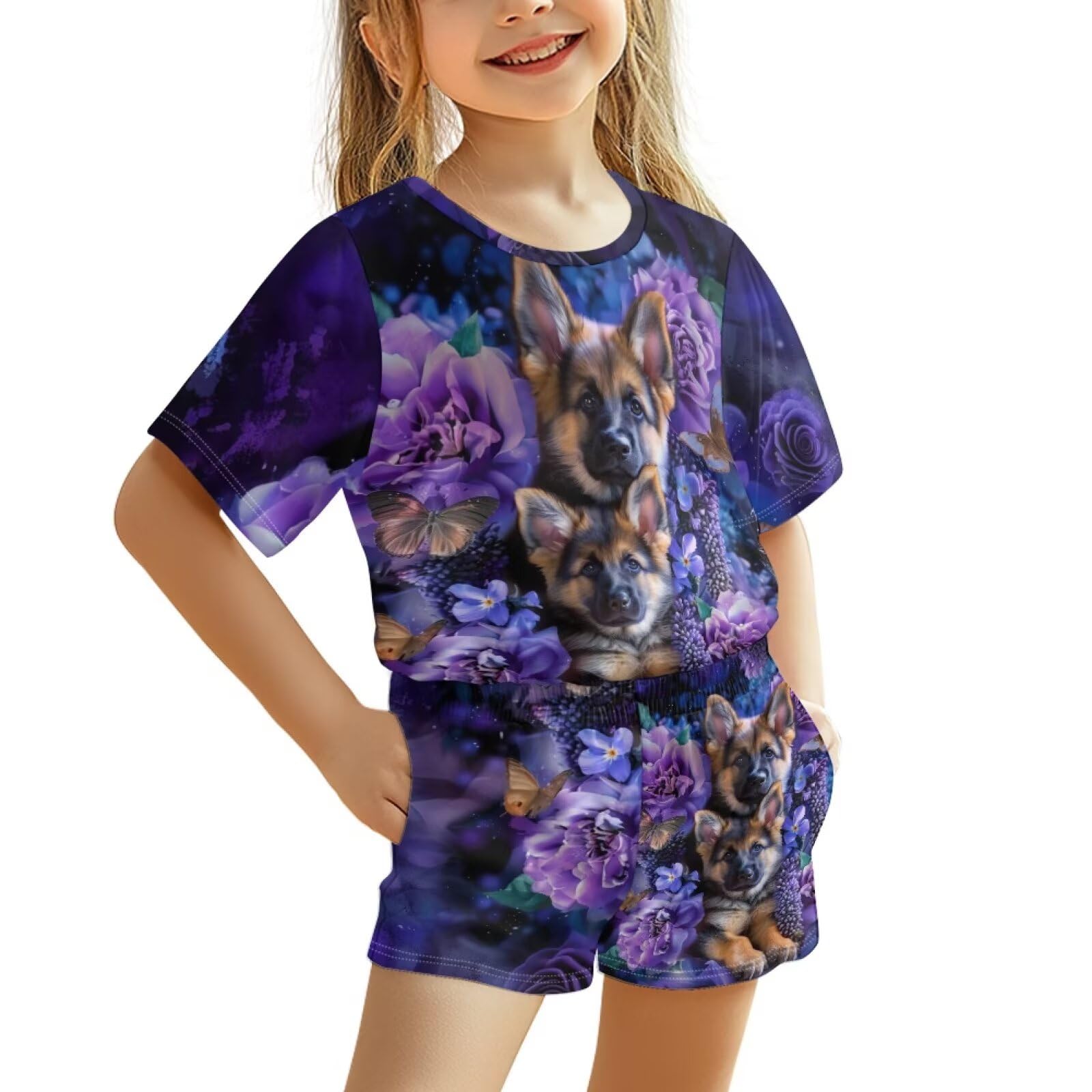 Upetstory Kids Summer Outfit for Girls Boys T-Shirt and Shorts Set Size 3-16