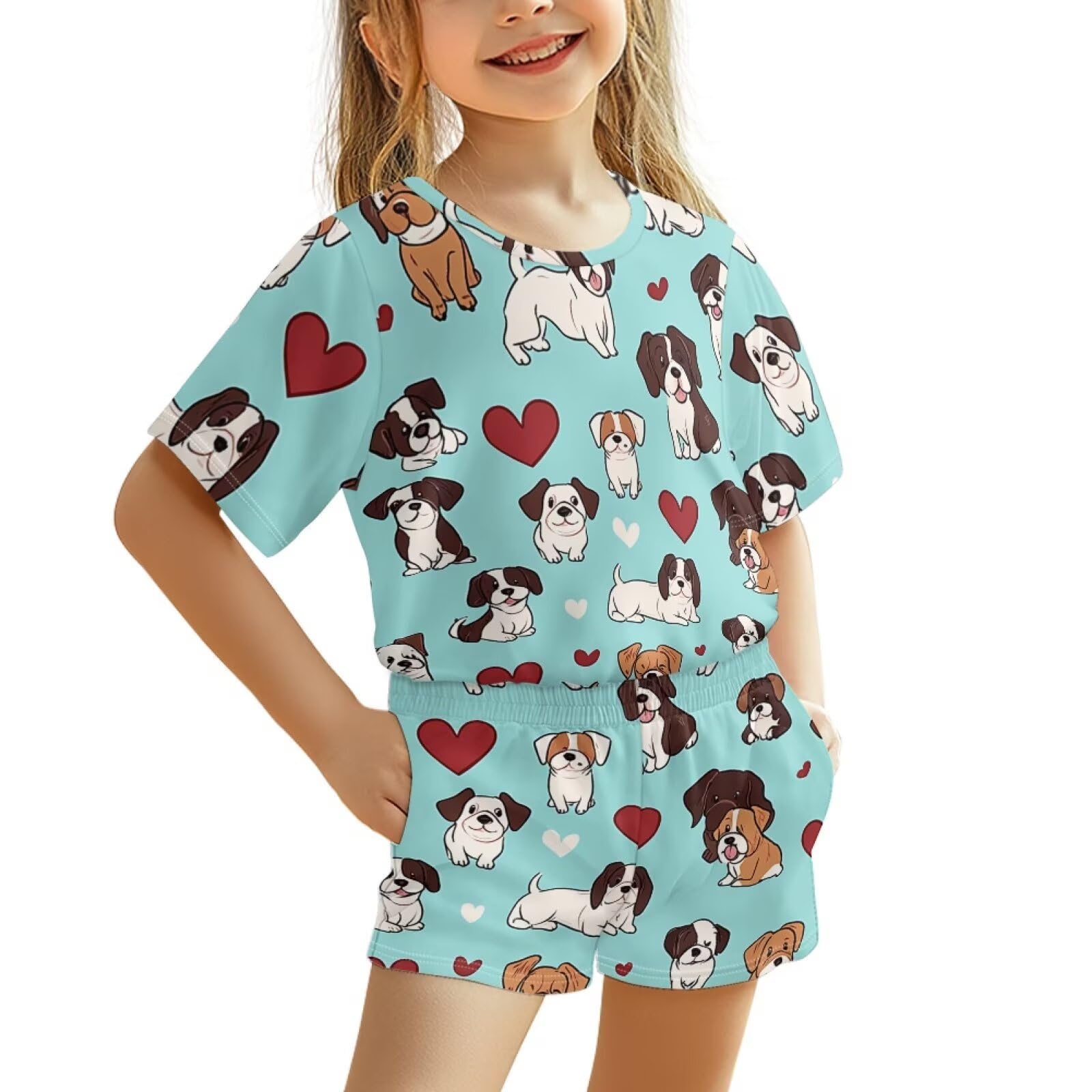 Upetstory Kids Summer Outfit for Girls Boys T-Shirt and Shorts Set Size 3-16