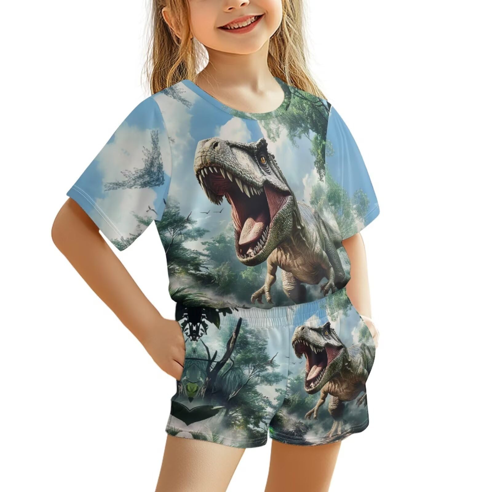 Upetstory Kids Summer Outfit for Girls Boys T-Shirt and Shorts Set Size 3-16