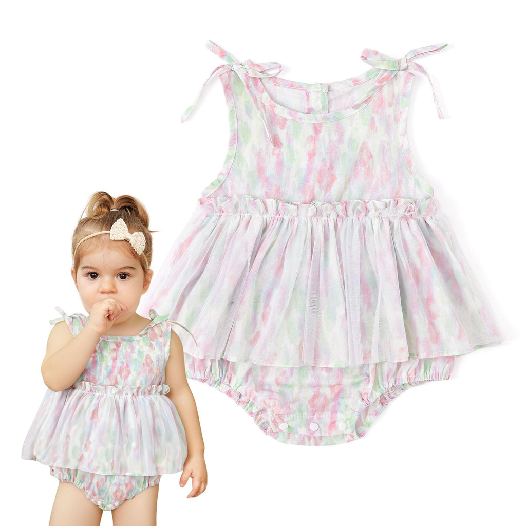 Simplee kids Baby Girls Summer Romper Onesie Infant Newborn Floral Ruffled Sleeveless Bodysuit