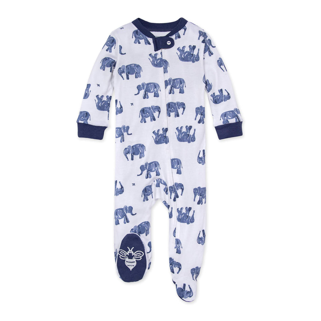Burt's Bees Baby Boys Sleep and Play Pajamas, 100% Organic Cotton, One-piece PJs, Diagonal Zip Up Loose Fit Footie