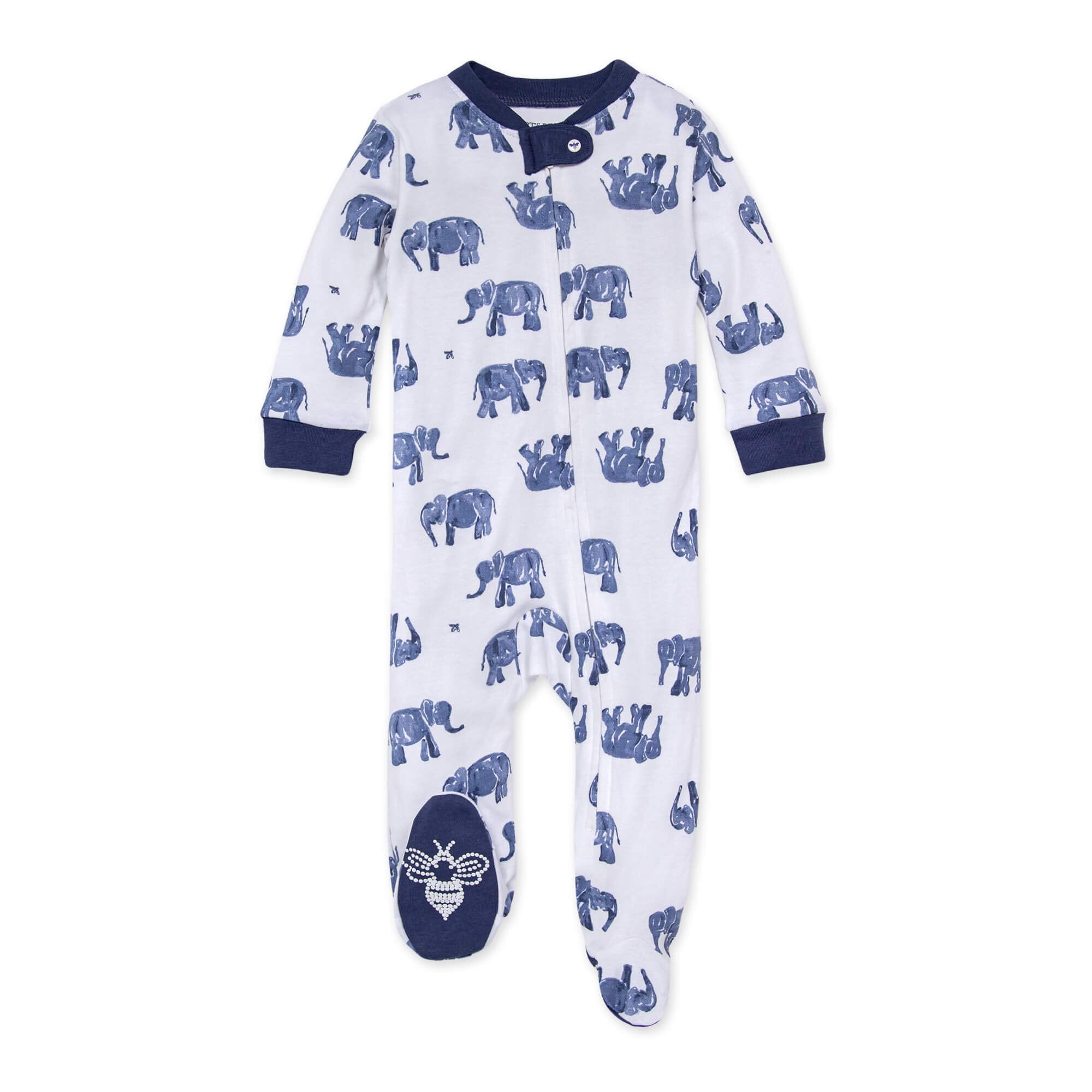 Burt's Bees Baby Boys Sleep and Play Pajamas, 100% Organic Cotton, One-piece PJs, Diagonal Zip Up Loose Fit Footie