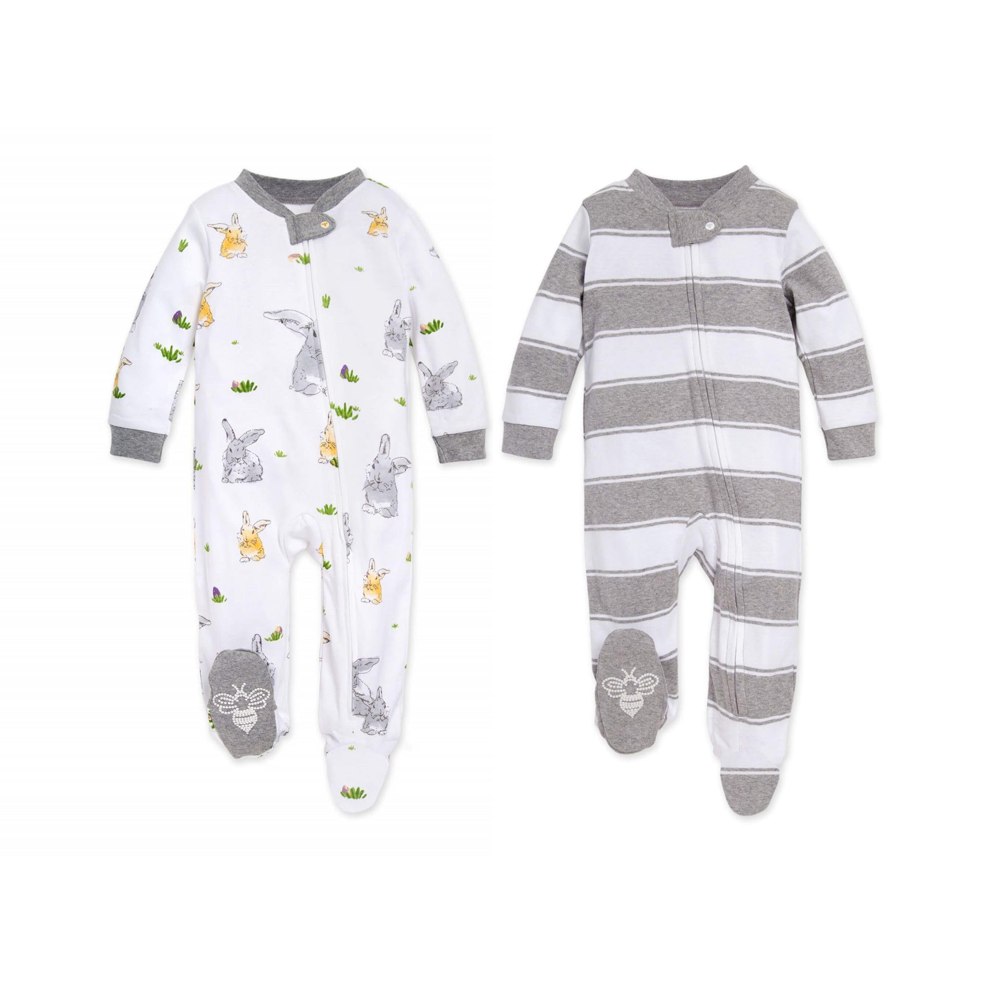 Burt's Bees Baby Boys Sleep and Play Pajamas, 100% Organic Cotton, One-piece PJs, Diagonal Zip Up Loose Fit Footie
