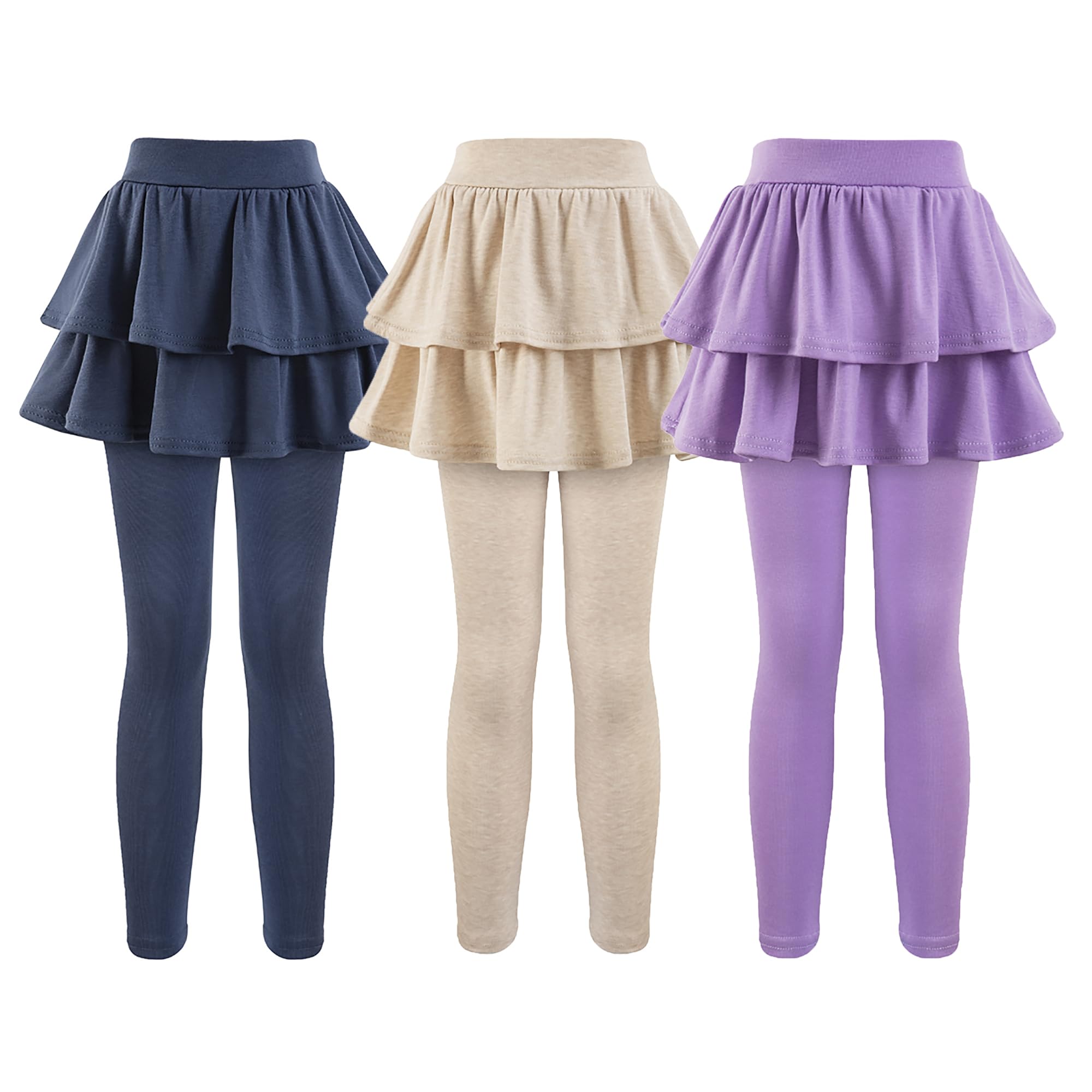 GUOGUOWU Girls School Uniform Pants Leggings with Skirts Stretch Warm Jegging 4-12 Years