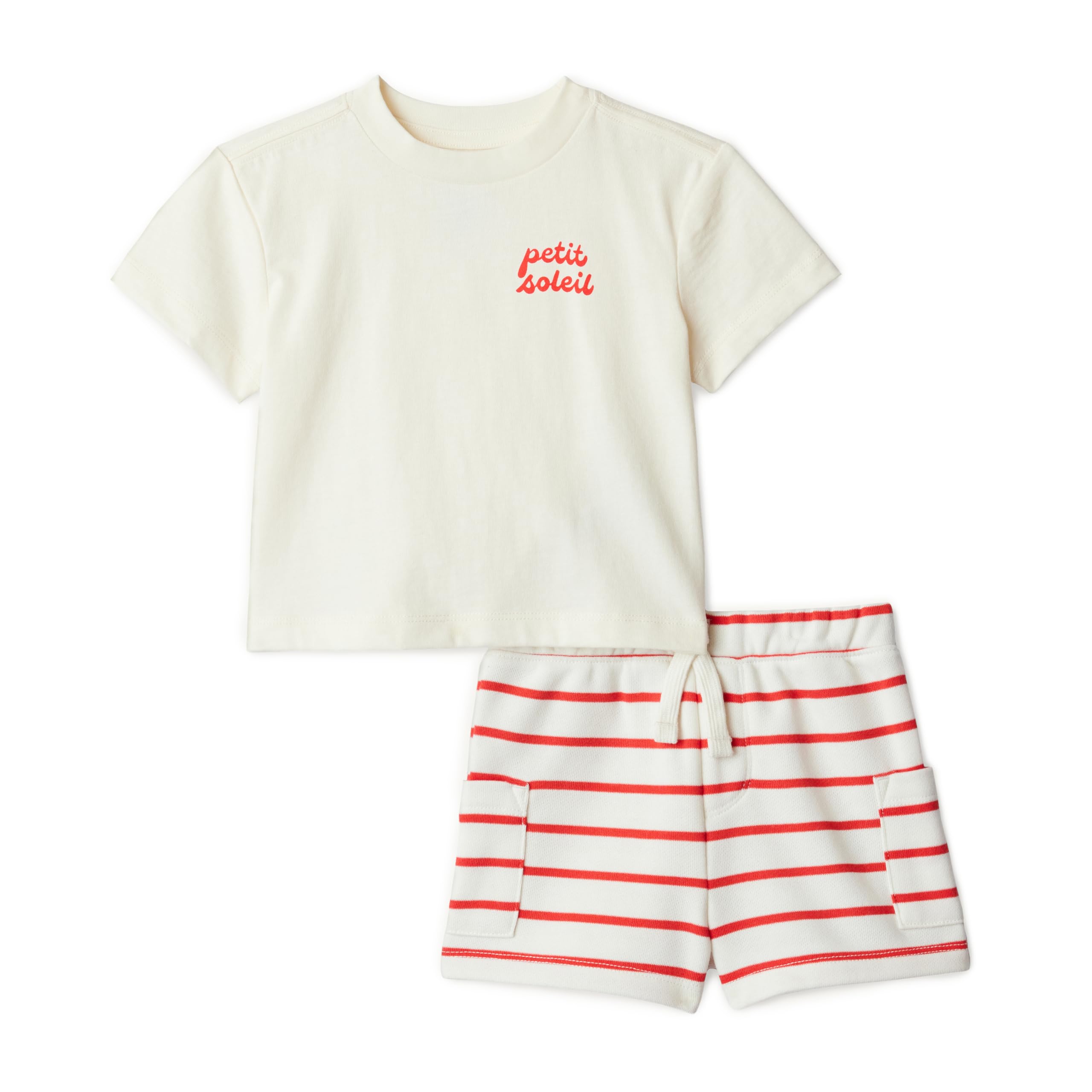 Amazon Essentials x Sofia Grainge Babies, Toddlers, and Boys' T-Shirt and Short Play Set, Multipacks