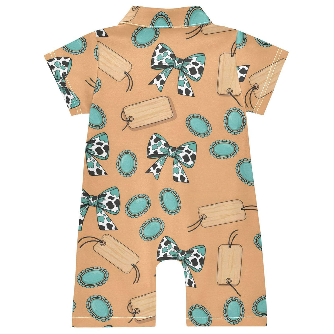 Baby Unisex Short Sleeve Bow-Tag Romper Bodysuit