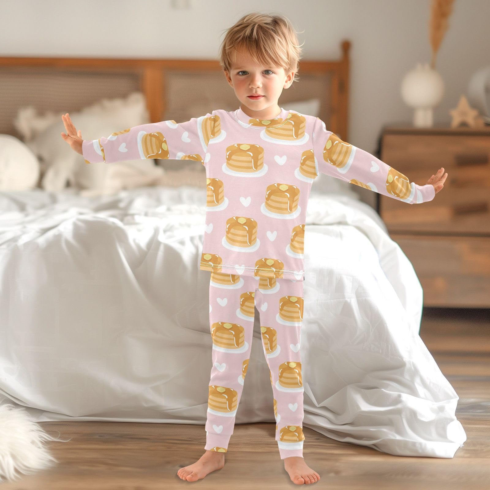 WIFIU Pajama Sets Long Sleeve Top and Pants Soft Cotton Sleepwear 2 Piece Pjs Set for Home Casual Size 18M-8Y