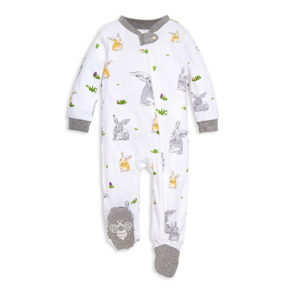 Burt's Bees Baby Boys Sleep and Play Pajamas, 100% Organic Cotton, One-piece PJs, Diagonal Zip Up Loose Fit Footie