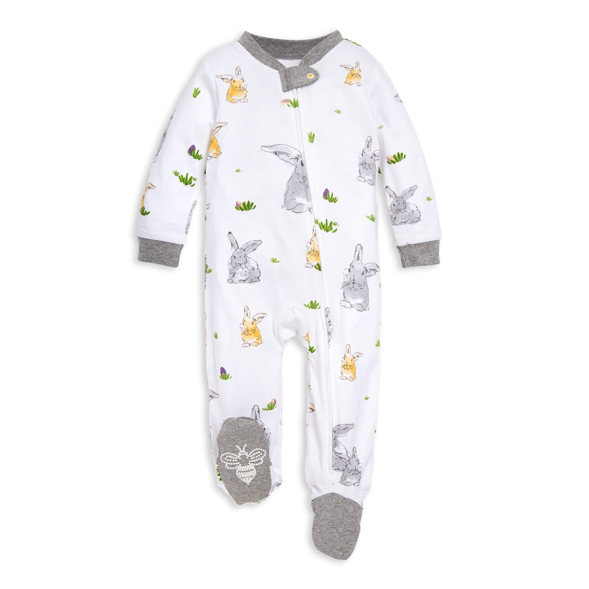 Burt's Bees Baby Boys Sleep and Play Pajamas, 100% Organic Cotton, One-piece PJs, Diagonal Zip Up Loose Fit Footie
