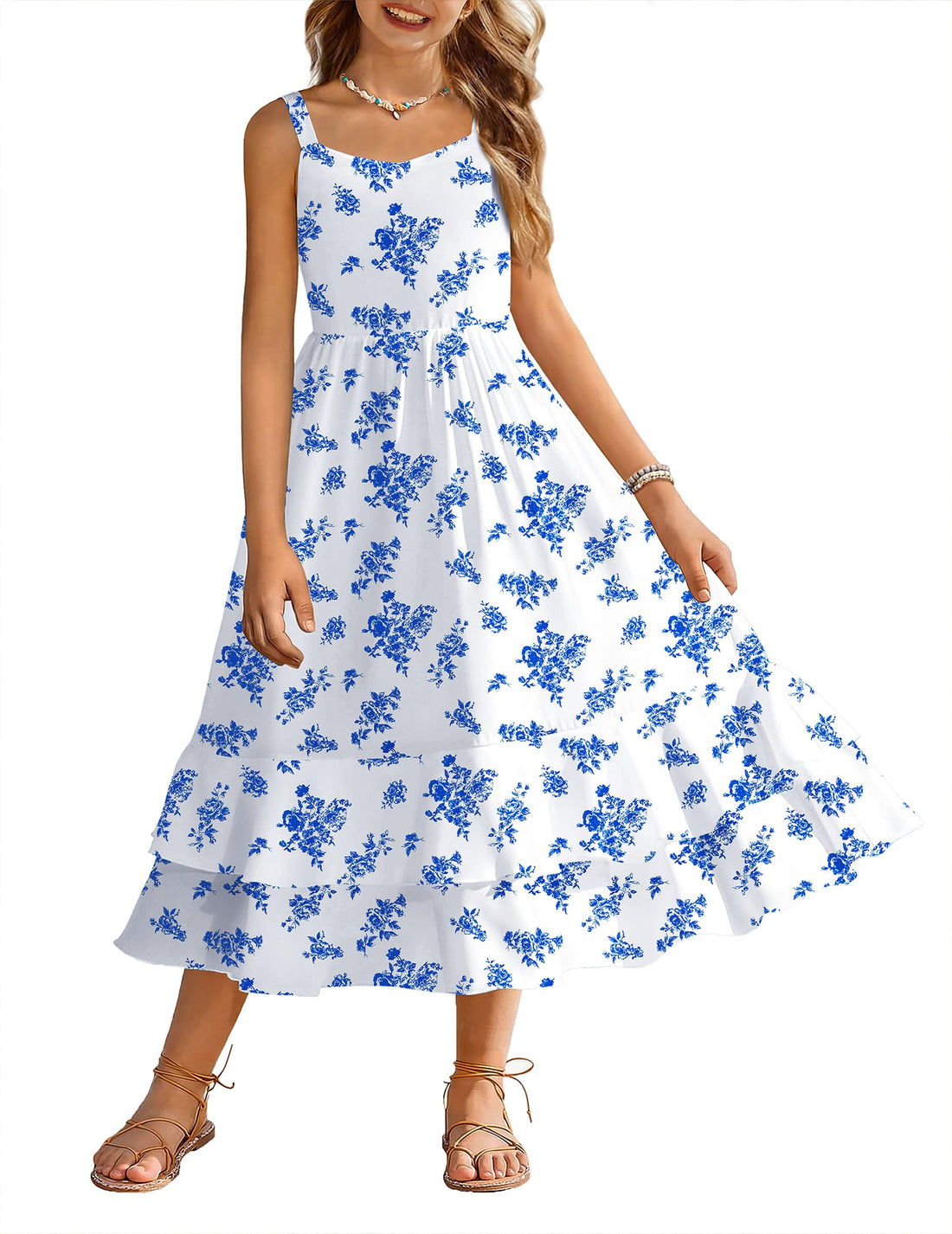 Girls Sleeveless Cami Summer Sundress with Pockets