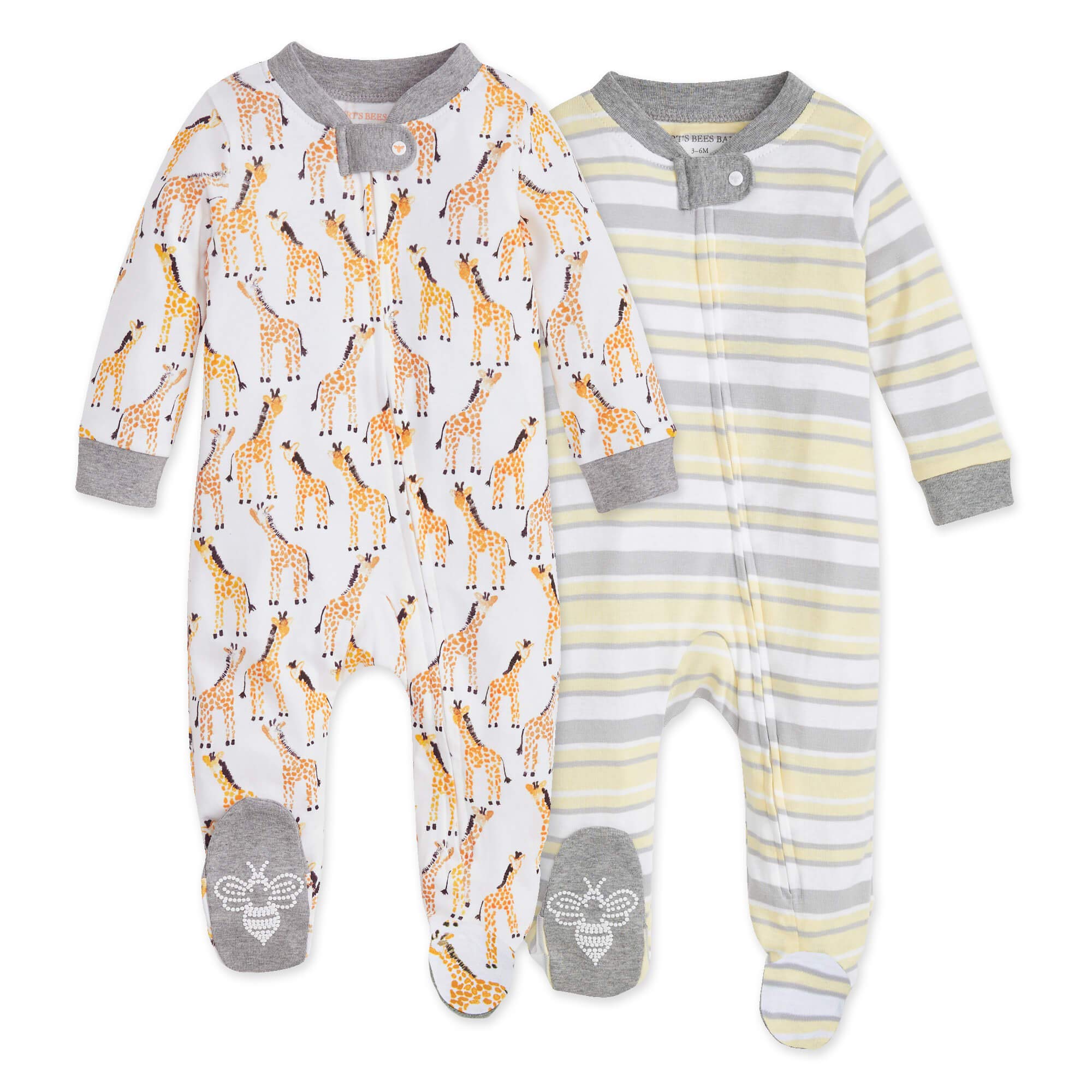 Burt's Bees Baby Boys Sleep and Play Pajamas, 100% Organic Cotton, One-piece PJs, Diagonal Zip Up Loose Fit Footie