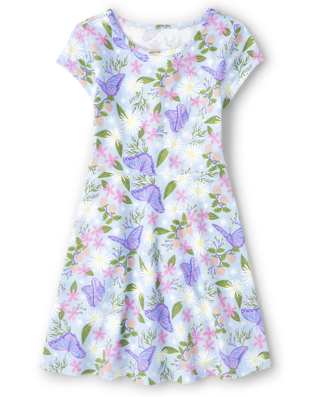 Girls Plaid Stretch Jacquard Short Sleeve Dress
