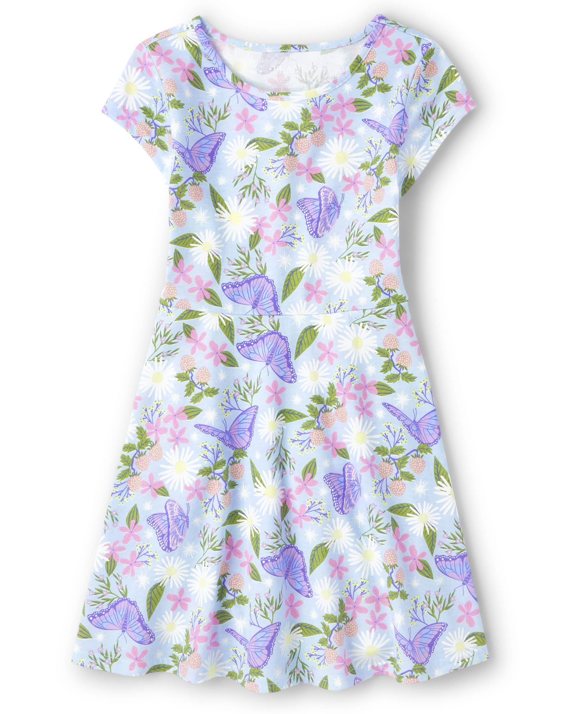 The Children's Place Girls' Plaid Stretch Jacquard Short Sleeve Dress