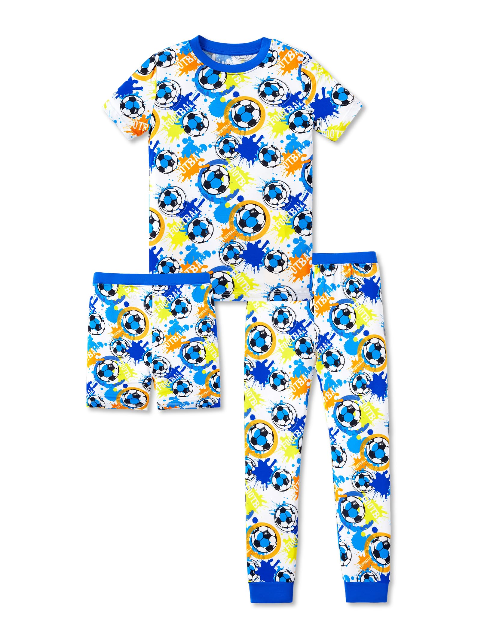 PATPAT Bamboo Viscose Pajamas Sets for Boys Girls Kids Toddler, 3 Pack Shorts & Pants Sleepers, Ultra-soft Snug Fit Pjs 2-12Y