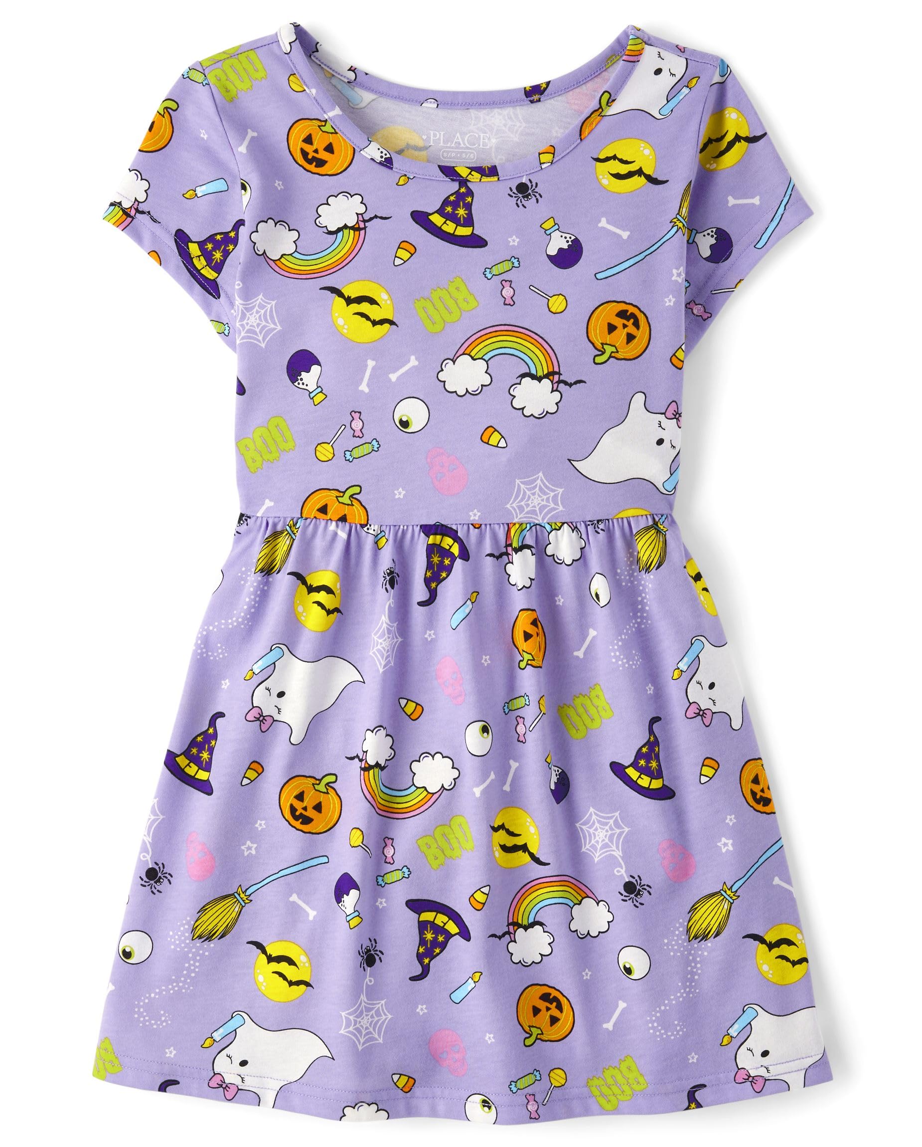 The Children's Place Girls' Plaid Stretch Jacquard Short Sleeve Dress