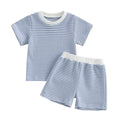 VISGOGO Baby Boy Summer Outfit Striped T-shirt Toddler Boy Summer Clothes 6 12 18 Months 2 3 4 5 T Kids Boy Short Set
