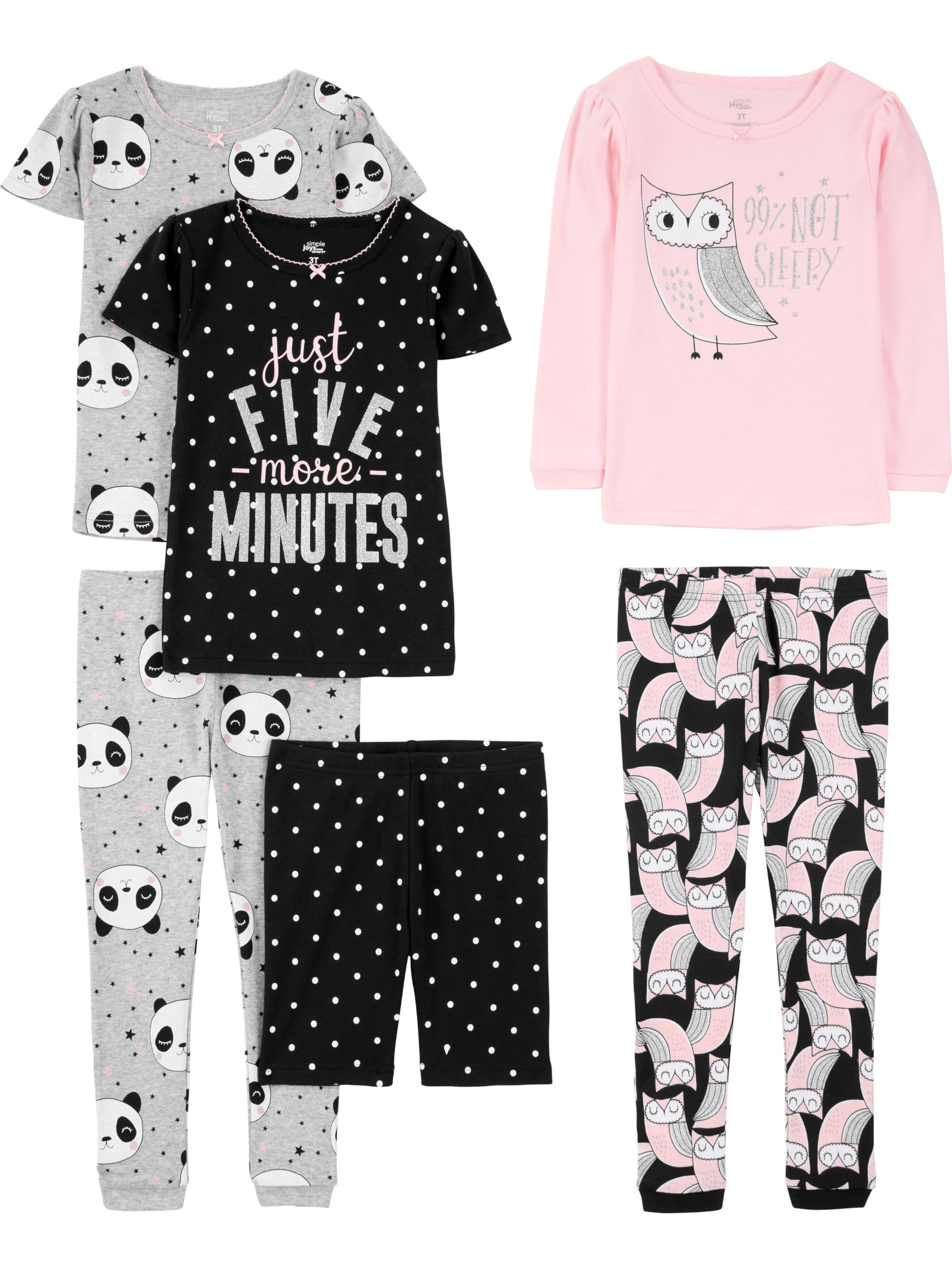 Simple Joys by Carter's girls 6-piece Snug Fit Cotton Pajama Set