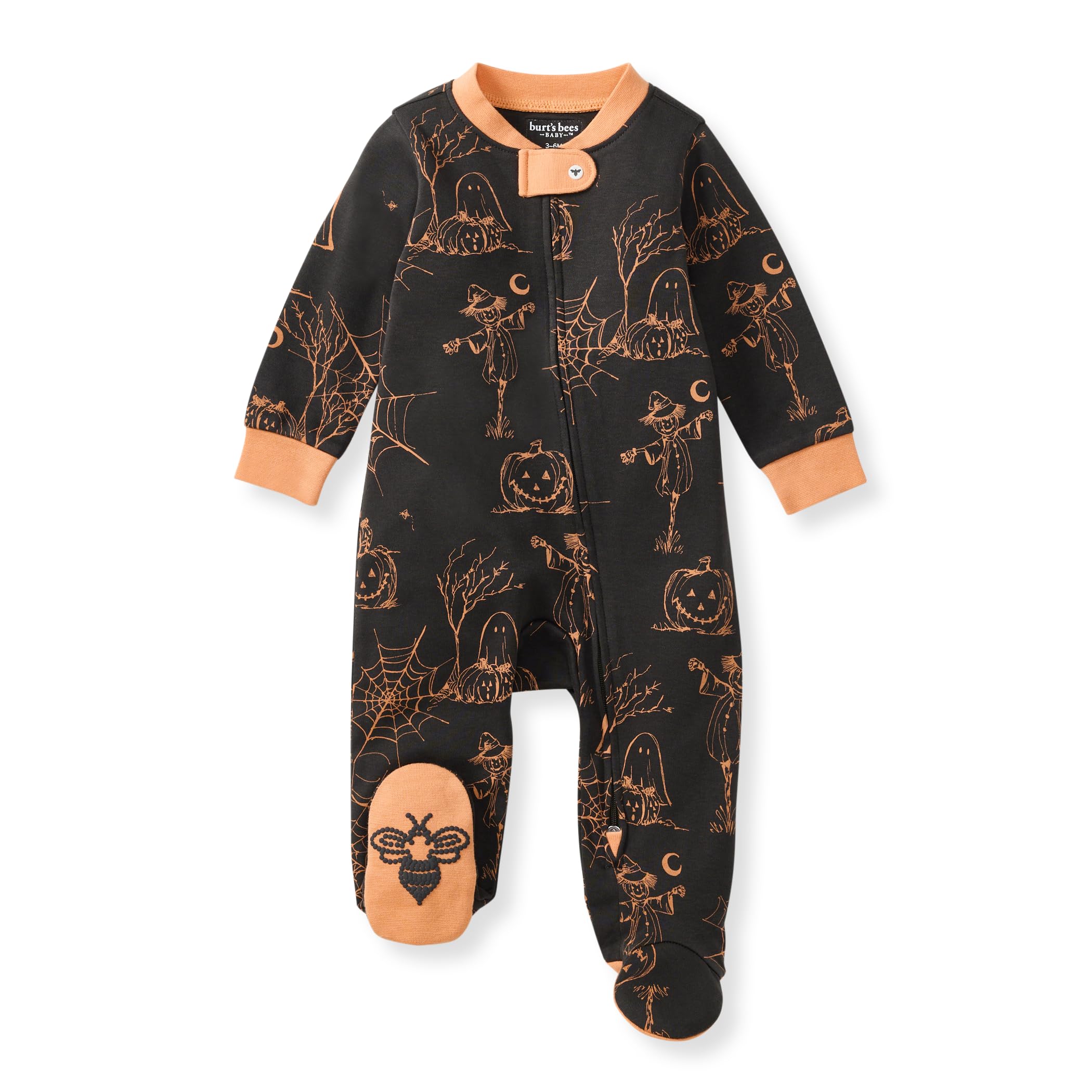Burt's Bees Baby Boys Sleep and Play Pajamas, 100% Organic Cotton, One-piece PJs, Diagonal Zip Up Loose Fit Footie