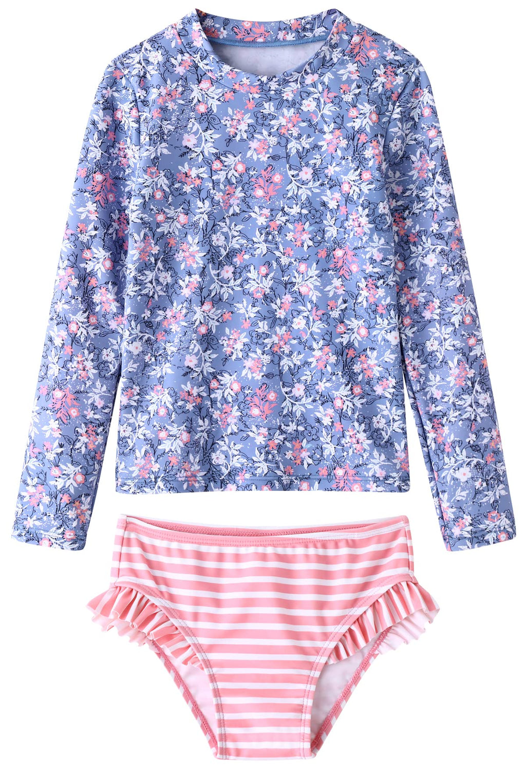 UMELOK Toddler and Little Girls Rash Guard Sets with Bikini Bottoms Swimwear